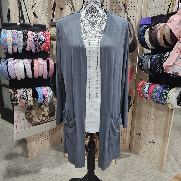 Khaki Green Gray Knit Cardigan with Pockets New in Package L, XL, XXL - Picture 5 of 6